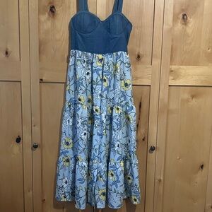 Land of the free Blue and Yellow Floral Maxi Dress